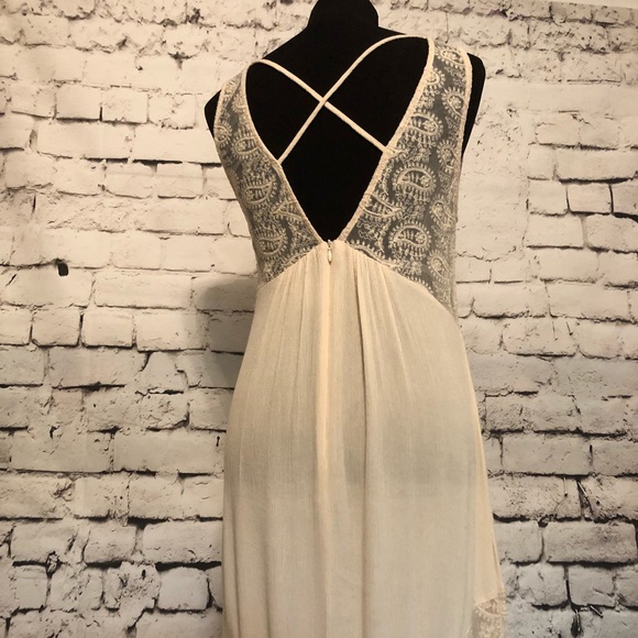 1-LEFT SMALL Paisley Lace Maxi Dress High-Low FIRM - Picture 4 of 8